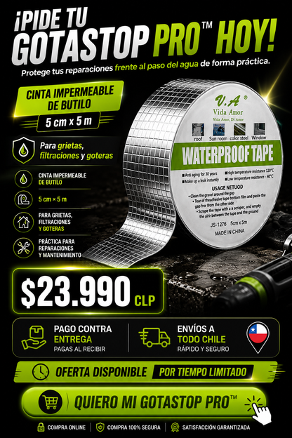 GotaStop Pro™  Cinta Impermeable de Butilo 5 cm x 5 m