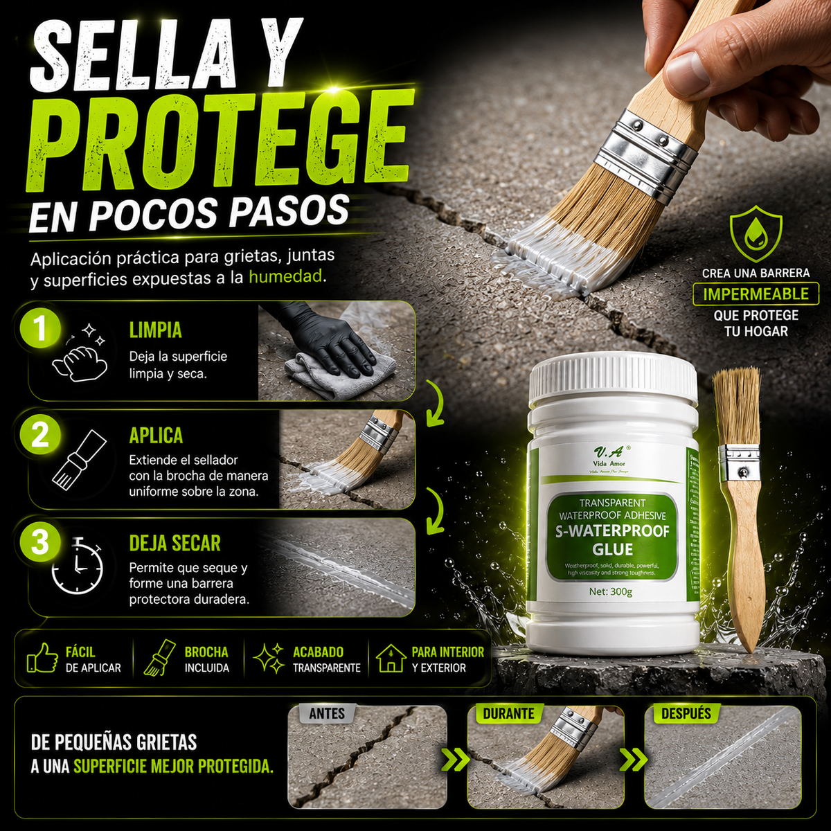 HydroSeal Pro™ – Sellador Impermeable con Brocha